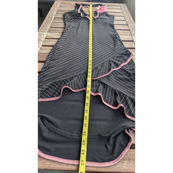 💜Pinstripe Halter Dress with Pink Rose Accent - Picture 10 of 13